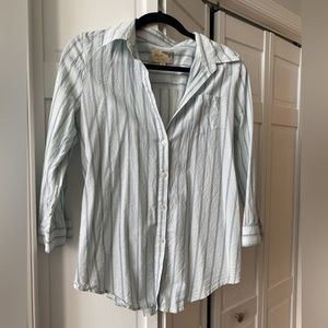Light blue button down top